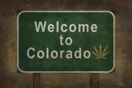 Zelený nápis Welcome to Colorado