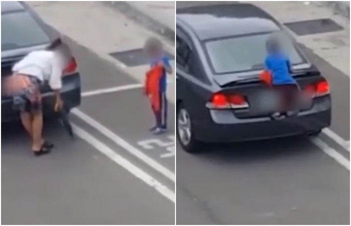 Já už to neudělám! Matka nechala syna za trest viset z&nbsp;jedoucího auta