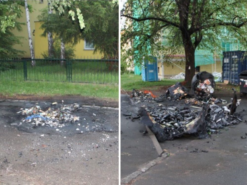 FOTO: Mladíci zapalovali kontejnery a dívali se na hasiče, jak hasí