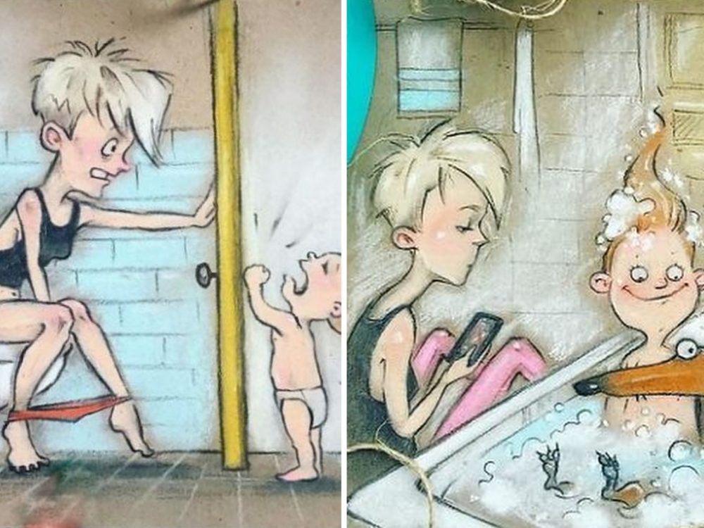 Matka pomocí kreseb dokonale vystihuje každodenní starosti s dětmi