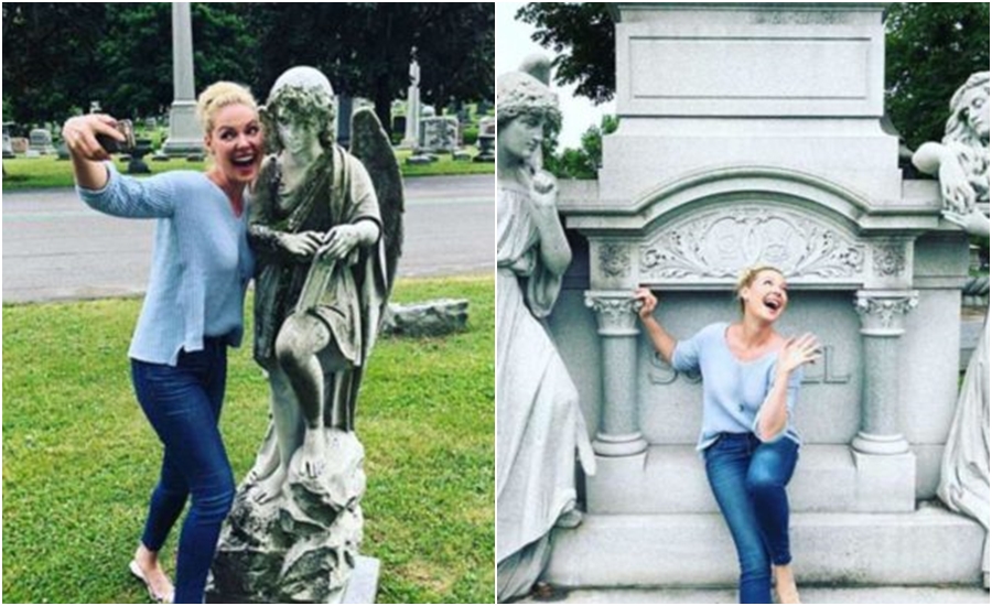 FOTO: Známá herečka si dělala selfie na&nbsp;hřbitově. Od lidí to pěkně schytala