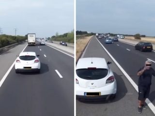 VIDEO: Řidič osobního auta vybržďoval kamion. Nečekal však, co bude následovat