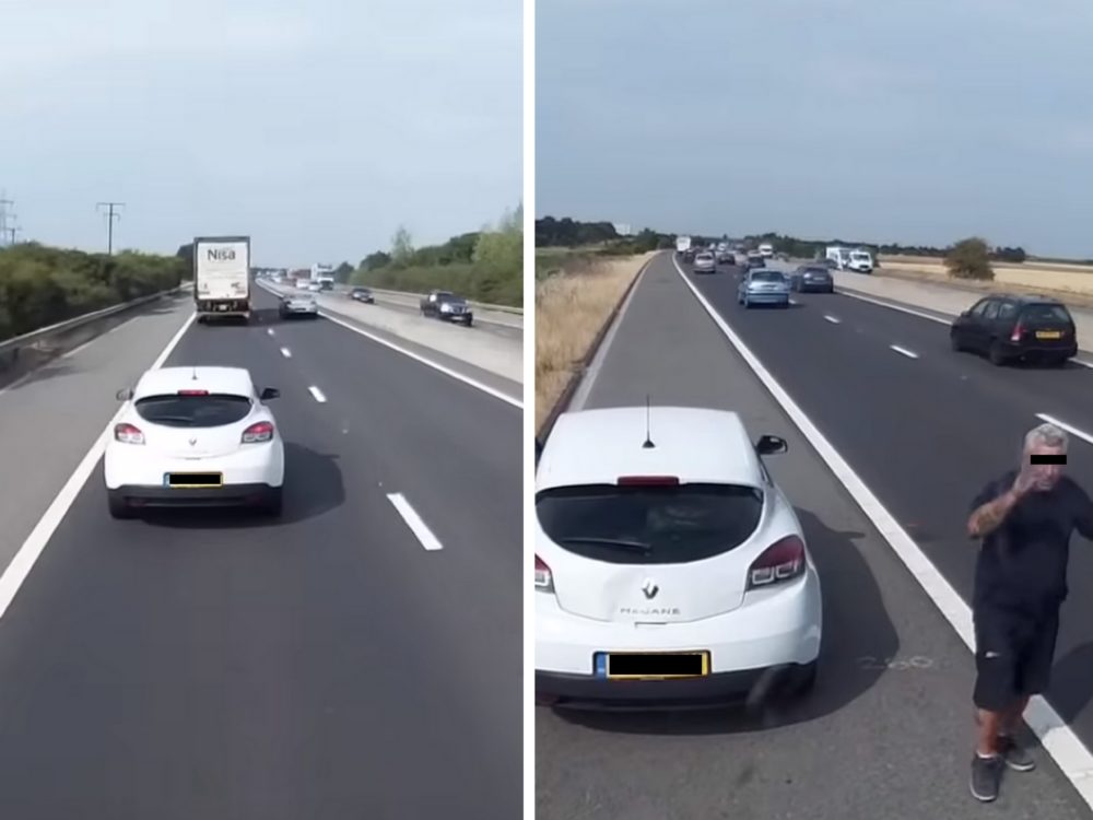 VIDEO: Řidič osobního auta vybržďoval kamion. Nečekal však, co bude následovat