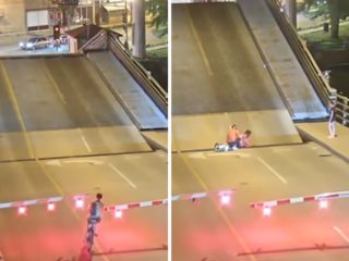 VIDEO: Cyklistka nerespektovala výstražná světla. Vjela přímo do díry