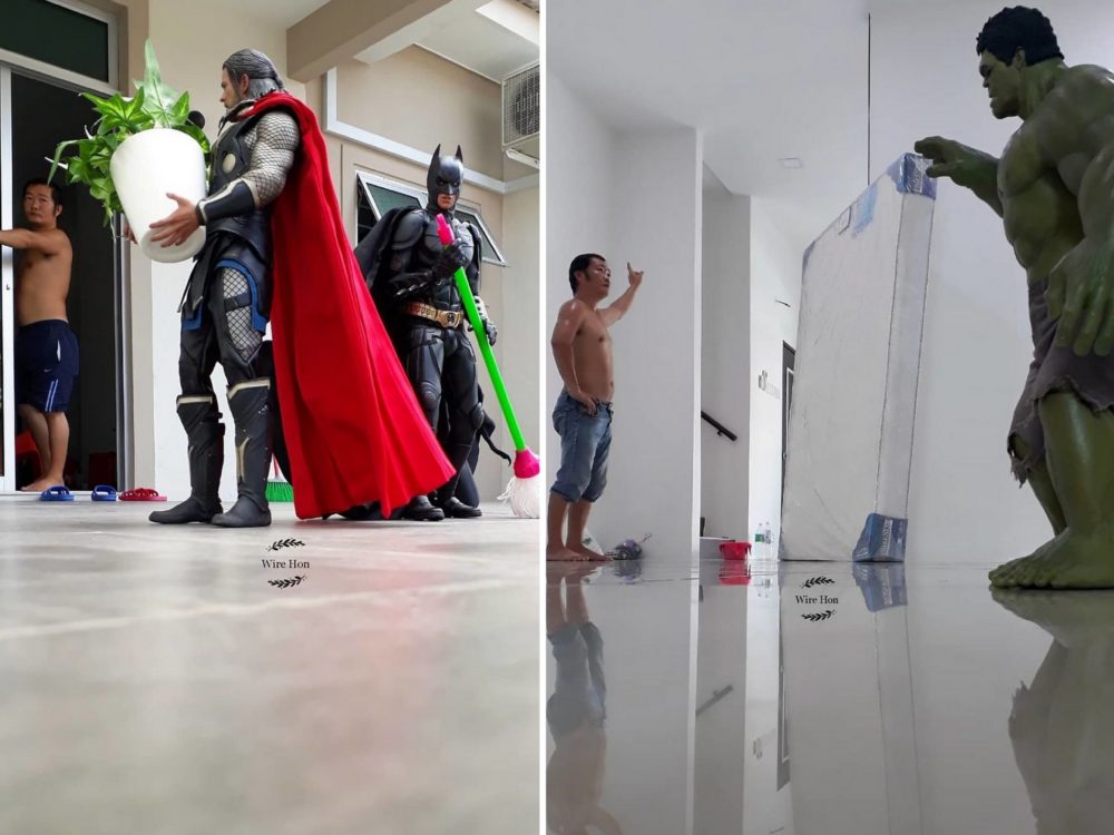 GALERIE: Muž vytváří vtipné fotky se superhrdiny. Jak to dělá?