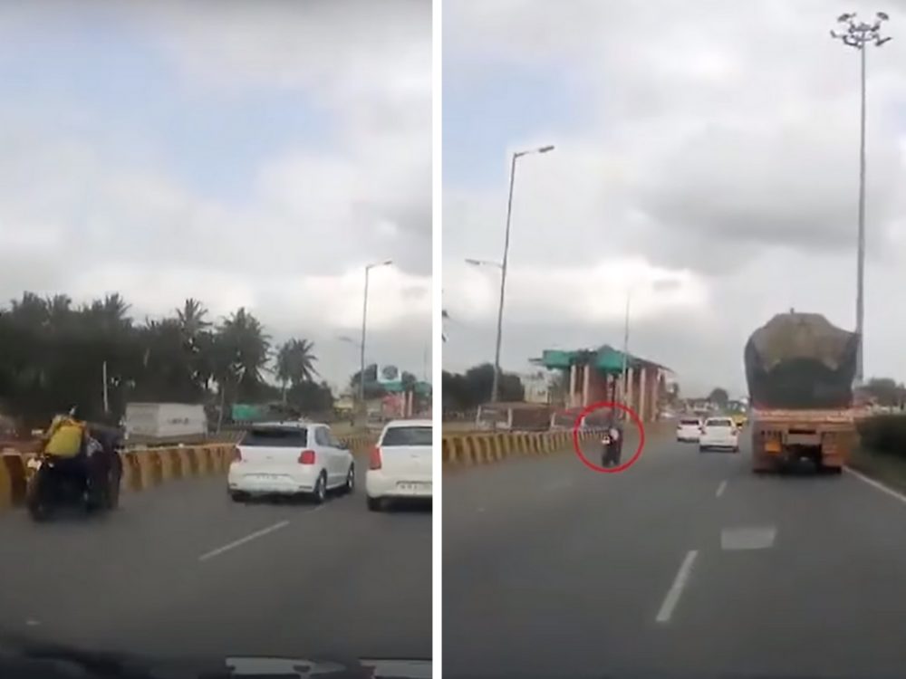 VIDEO: Rodiče spadli z&nbsp;motorky. Jejich dítě pokračovalo dál