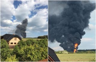 V areálu Čepra v&nbsp;Loukově hoří, jeden člověk je zraněný