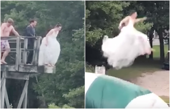 VIDEO: Skočte do manželství po hlavě! Nevěsta netradičně oslavila svůj sňatek