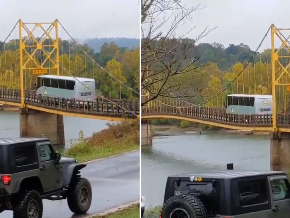 Mrazivé VIDEO! Autobus nerespektoval značení, prohýbal se pod ním most