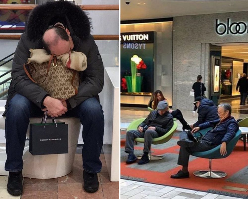 Co dělají muži, když jejich manželky nakupují? Tahle GALERIE vám to prozradí