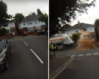 VIDEO: Řidič špatně zabrzdil kamion plný cementu. Vozidlo způsobilo obrovské škody