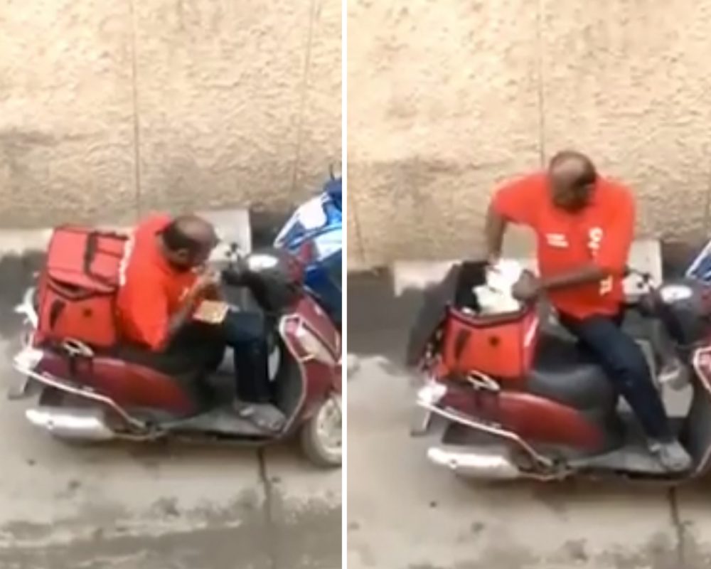Kurýr po cestě ochutnával objednaná jídla. VIDEO je hitem internetu