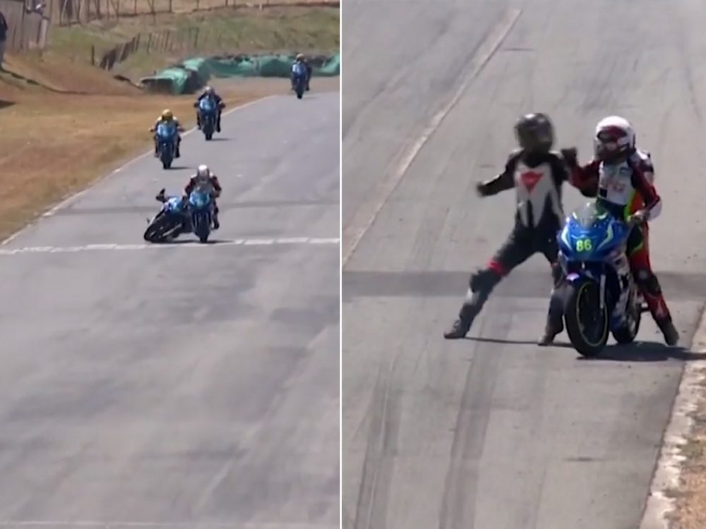 Bláznivé VIDEO: Motorkáři se začali prát během závodu! Co tomu předcházelo?