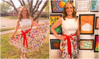 FOTO: Učitelka si nechala sukni pokreslit od studentů. Výsledek je krásný!