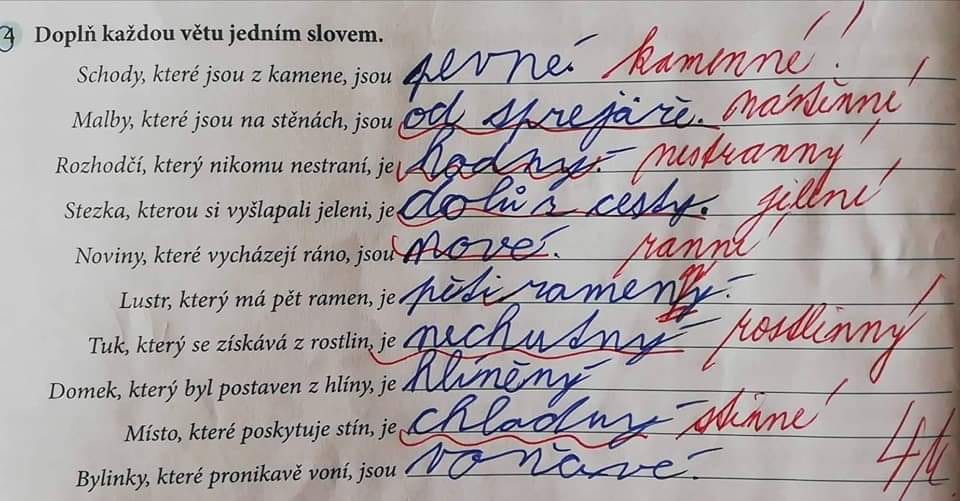 Matka z Prahy sdílela oznámkovanou práci svého syna. Souhlasíte s názorem vyučujícího?