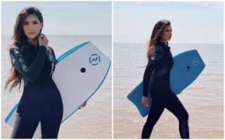 Muslimka se stala první ženou, která v&nbsp;anglické soutěži Miss místo bikin oblékla neopren