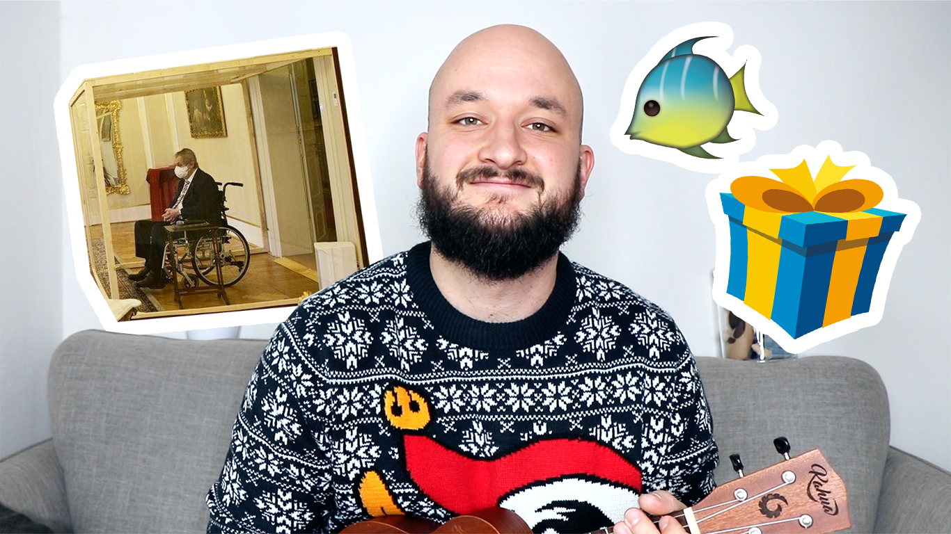 Pokáč píše Ježíškovi psaní s jediným přáním, dostat prezidenta v akvárku