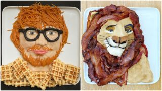 Muž tvoří umělecká díla slavných osobností či&nbsp;pohádkových postaviček z&nbsp;potravin