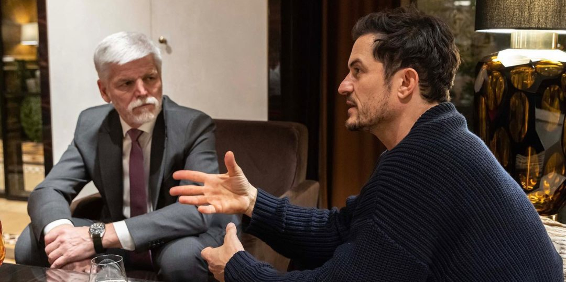 Orlando Bloom se sešel s&nbsp;prezidentem Petrem Pavlem. Řešili hlavně pomoc Ukrajině