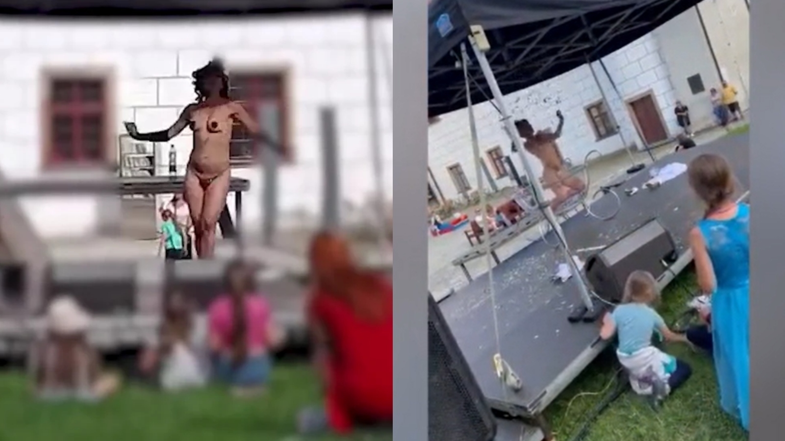 Tohle se nepovedlo! Téměř nahá burleska odpoledne na rodinné akci. Hlavními diváky byly děti