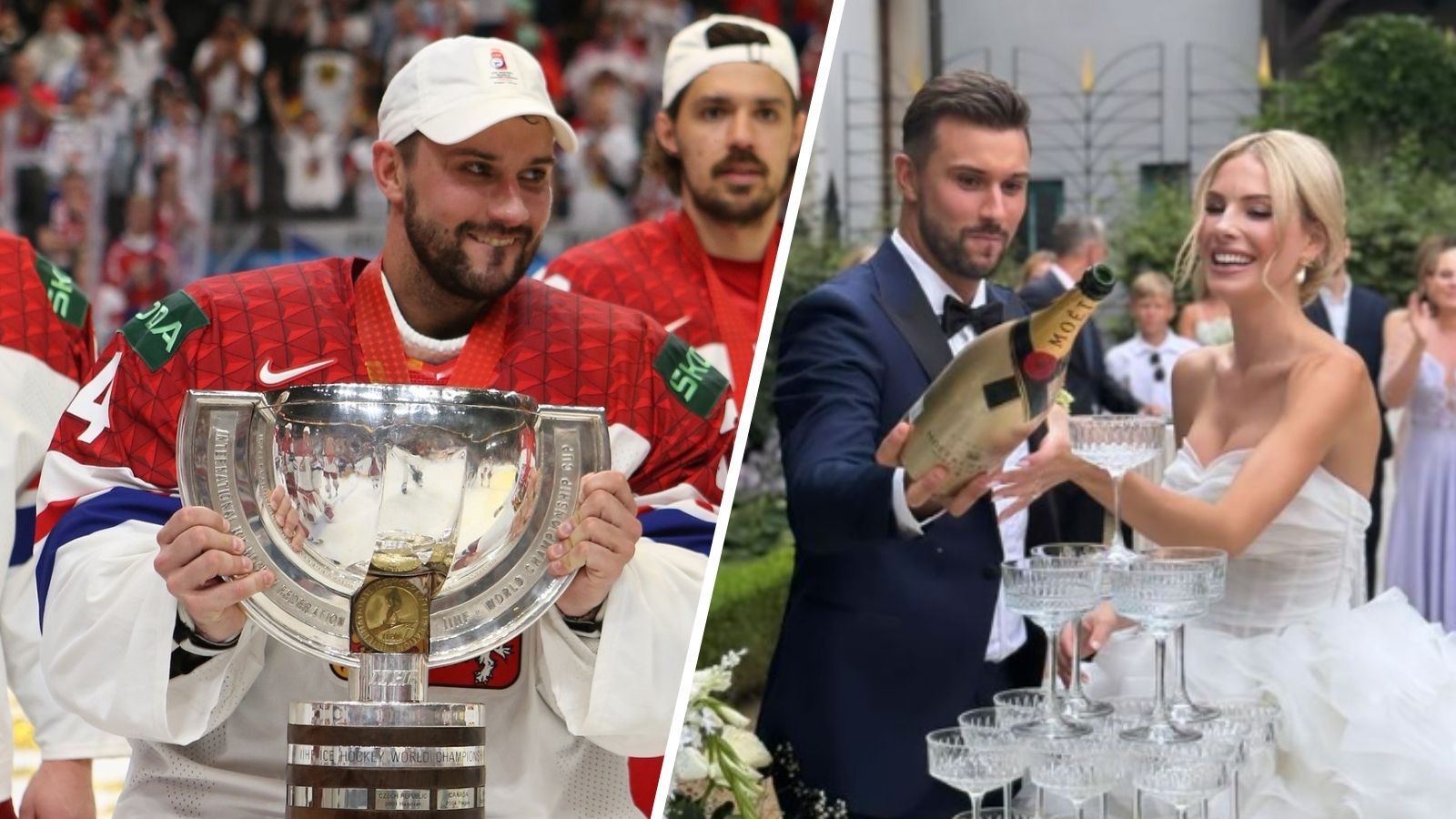 Hokejista Petr Mrázek je ženatý: Velkolepá svatba proběhla v&nbsp;hotelu Augustine