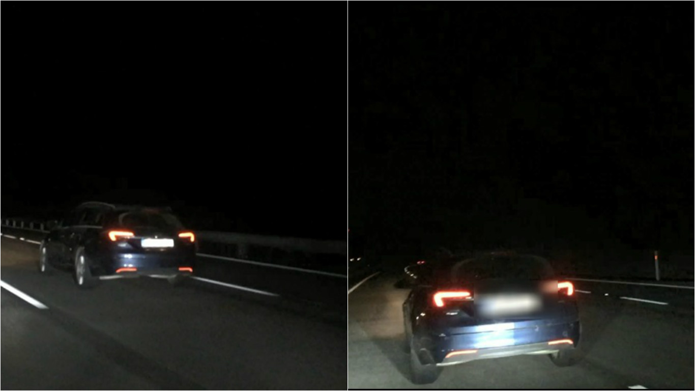 Řidič v rychlém pruhu na dálnici zabrzdil a nacouval do jiného auta. Policie zveřejnila VIDEO