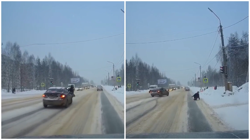 Z tohoto VIDEA mrazí. Chodec se vrhl pod kola automobilu, jen zázrakem přežil!