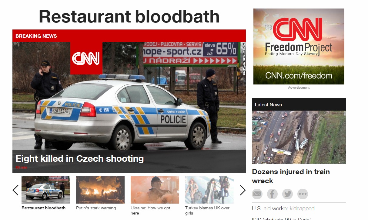 FOTO: CNN, BBC a další zahraniční média informují o masakru v Česku!