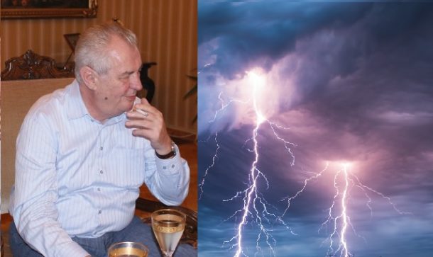 Prezident se bouřky nebojí! Blesk prý do něj neuhodí