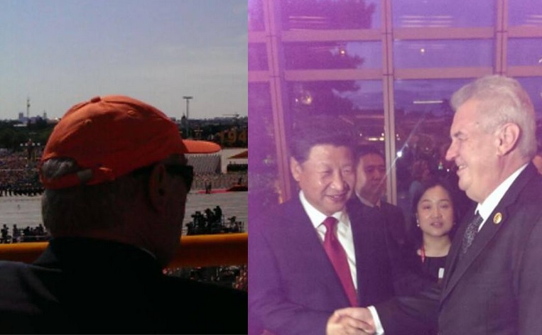 GALERIE: Zeman přihlížel vojenské přehlídce v Pekingu v kšiltovce!
