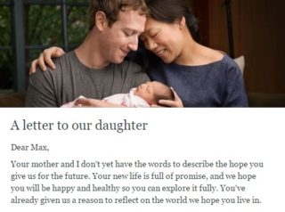 Zakladateli Facebooku Marku Zuckerbergovi se narodila dcera Max!
