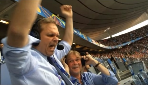 VIDEO: Komentátor Islandu se dostal do varu a s vykřičeným hlasem křepčil na tribuně!