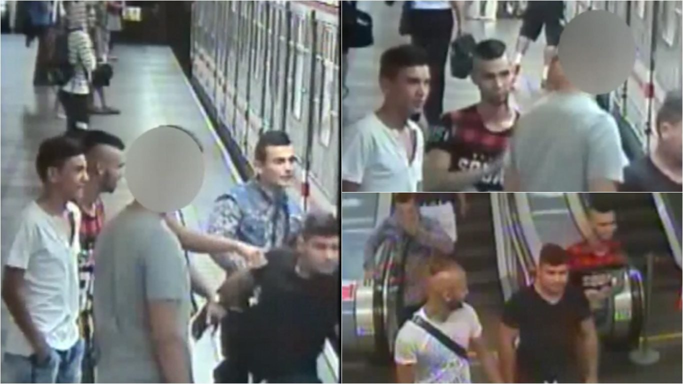 Znáte je? Policie hledá agresory, kteří v metru bezdůvodně zmlátili cestujícího. Skončil v nemocnici