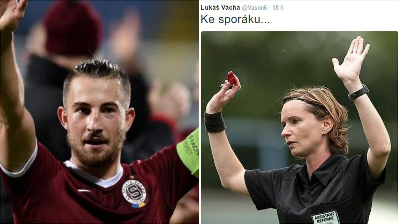 Záložník fotbalové Sparty Vácha: Ženská rozhodčí? Ke sporáku! A co si myslíte Vy?