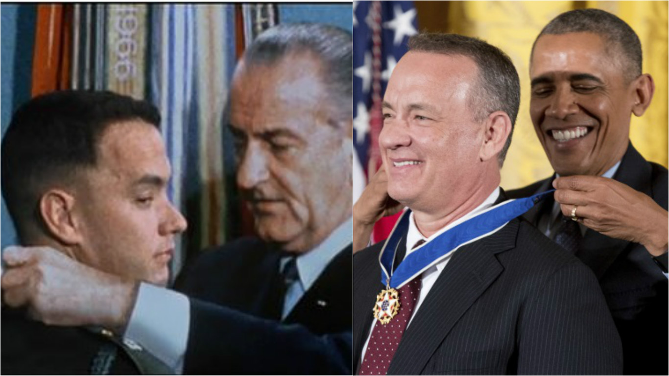 Co nám to jen připomíná? Tom Hanks dostal vyznamenání od prezidenta, jako kdysi Forrest Gump