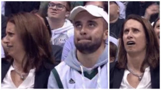 Líbací kamera na&nbsp;stadionu zaměřila nesprávný pár. A&nbsp;byl z&nbsp;toho menší trapas! VIDEO