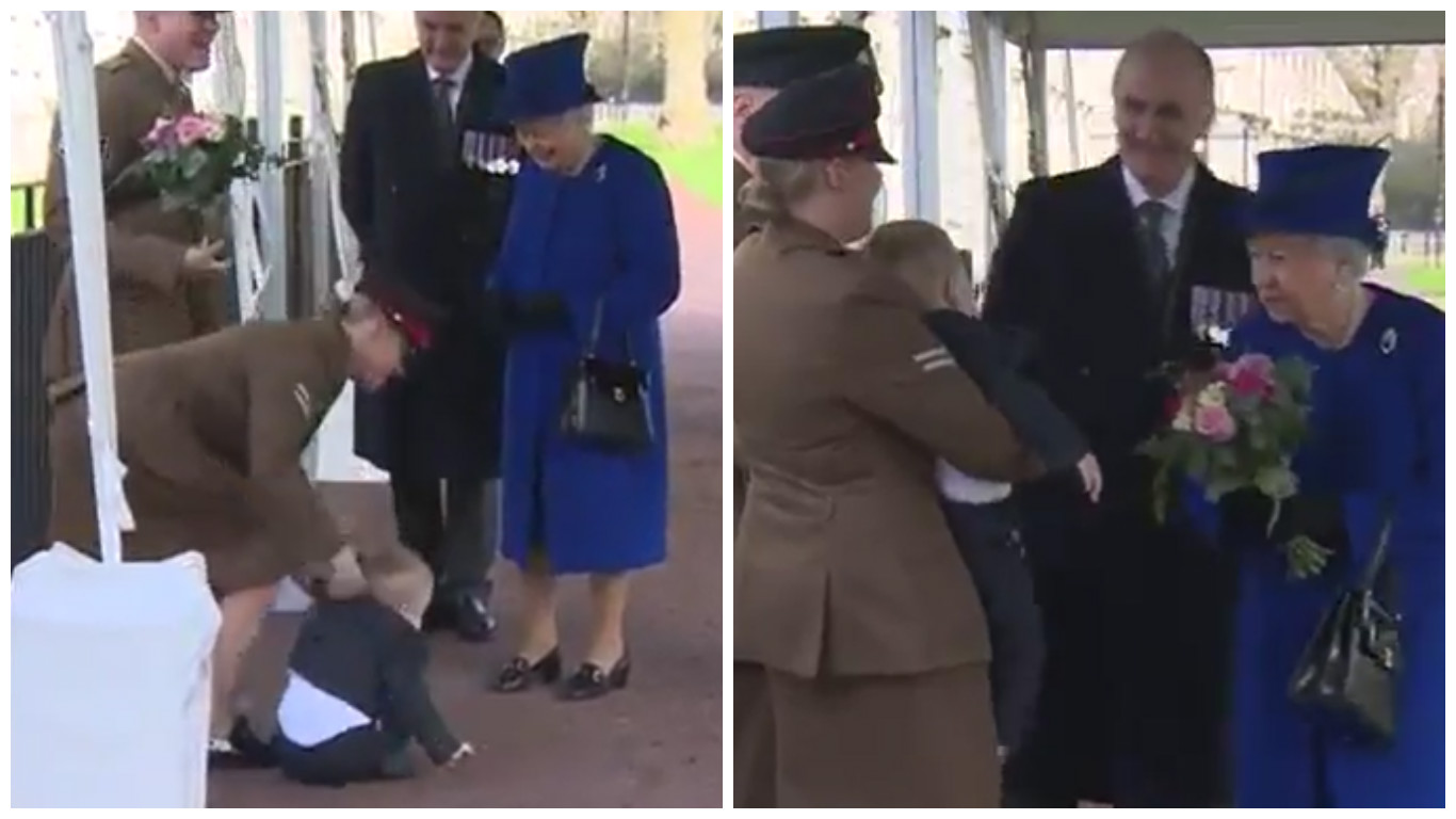 Chlapečka setkání s&nbsp;britskou královnou nudilo. Sledujte, jak ji bojkotoval. VIDEO
