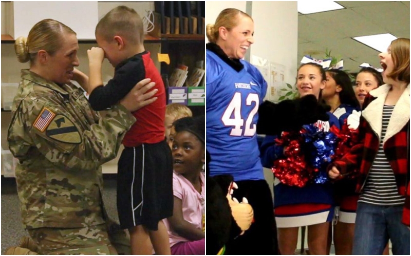 Vojačka překvapila své děti návratem, jejich reakce dojaly internet