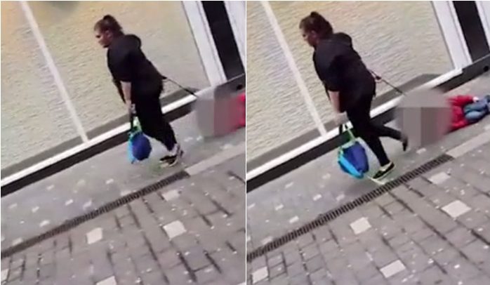 VIDEO: Matka vlekla po&nbsp;ulici dítě na&nbsp;vodítku, lidé byli v&nbsp;šoku. Žena má však vysvětlení