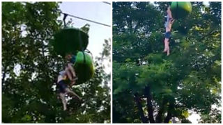 VIDEO: Dívka vypadla z&nbsp;lanovky! Návštěvníci v&nbsp;zábavním parku ji naštěstí chytili