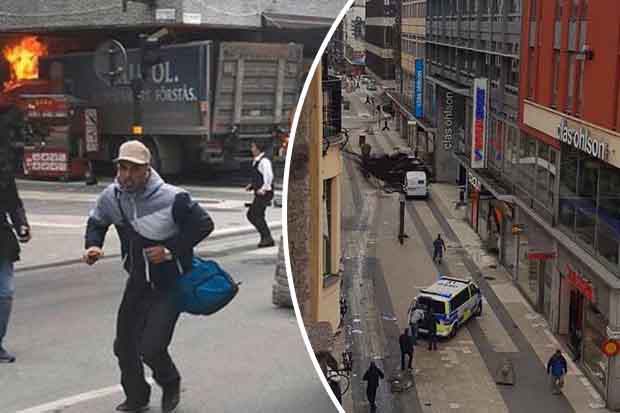 Lidé utíkali, pak se vyřítil náklaďák. Kamery v obchodě natočily útok ve Stockholmu. VIDEO
