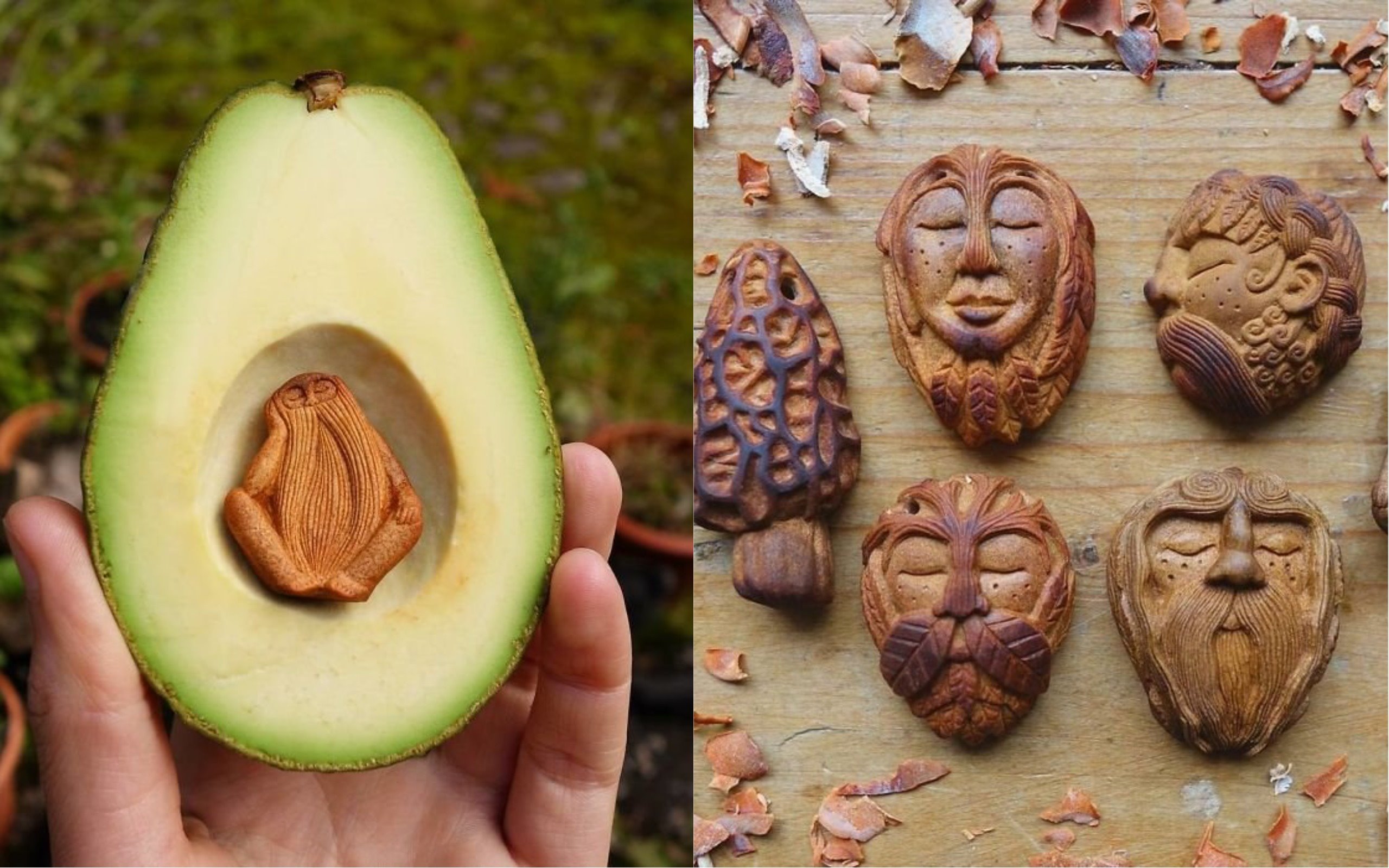 GALERIE: Pecka z&nbsp;avokáda je přímo stvořená k&nbsp;uměleckým dílům! Věděli jste to?