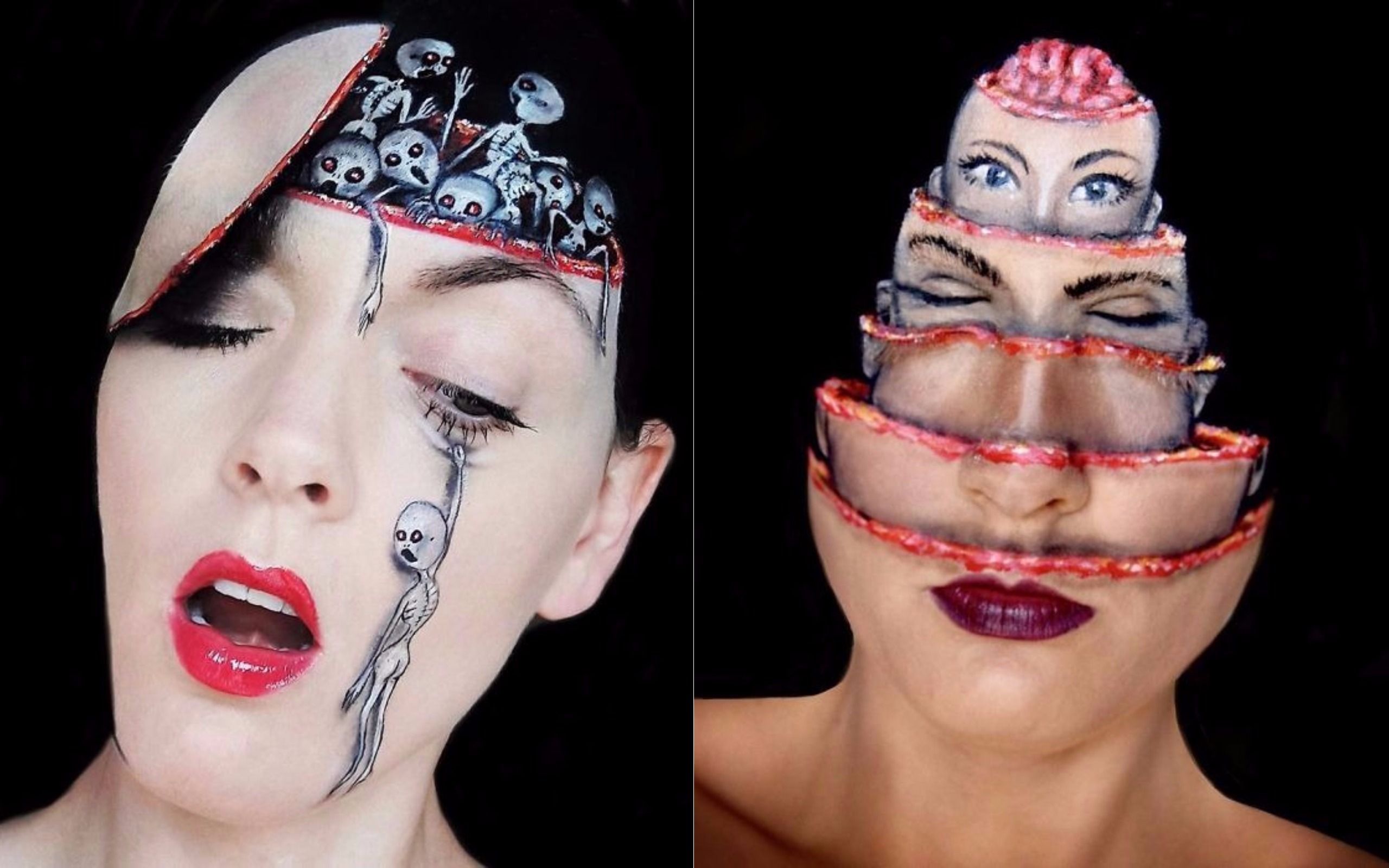 GALERIE: Inspirace nejen na Halloween. Žena na svém obličeji vytváří neuvěřitelné kresby