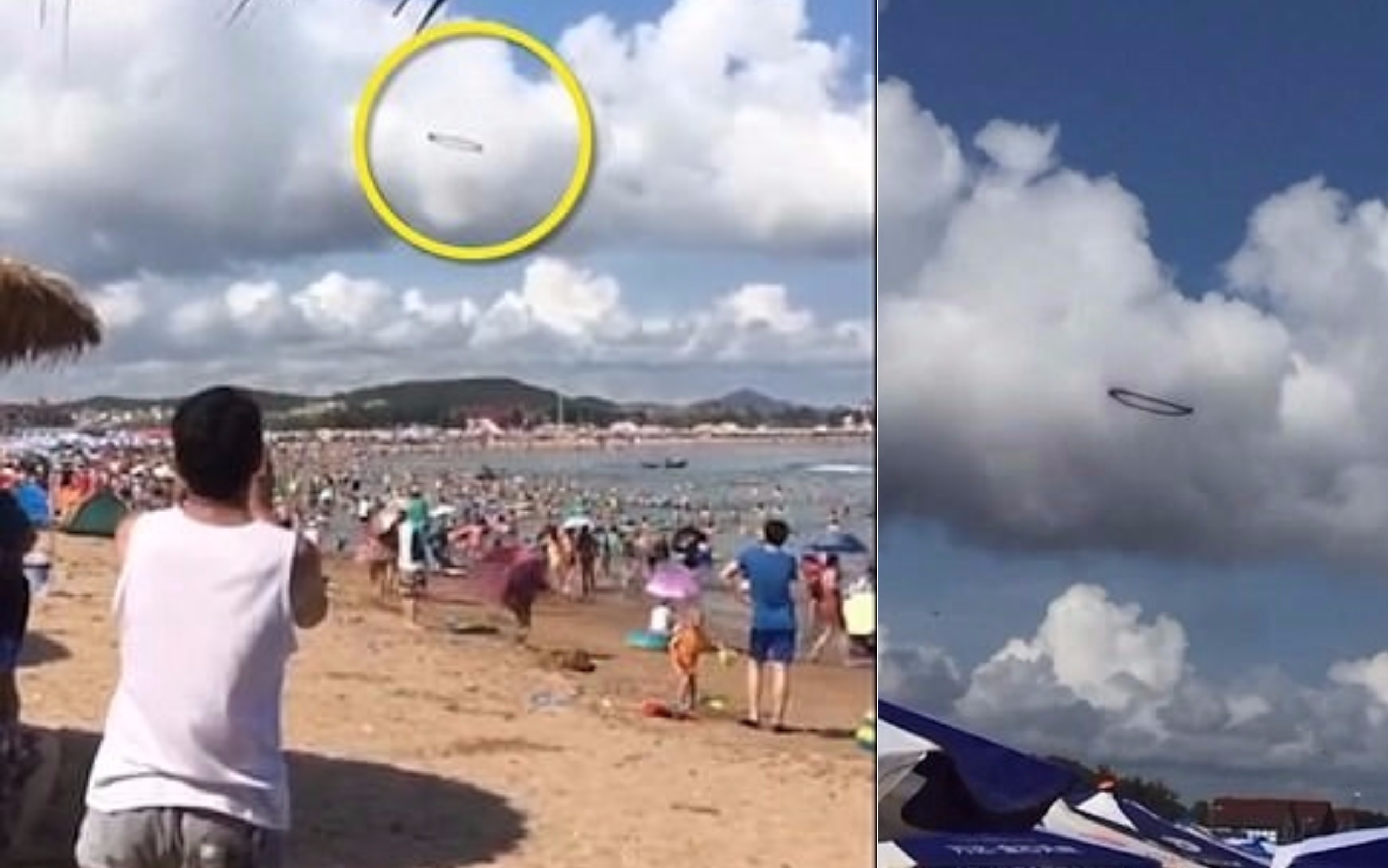 VIDEO: Je to UFO? Lidé na&nbsp;pláži zděšeně pozorovali prstenec na&nbsp;obloze
