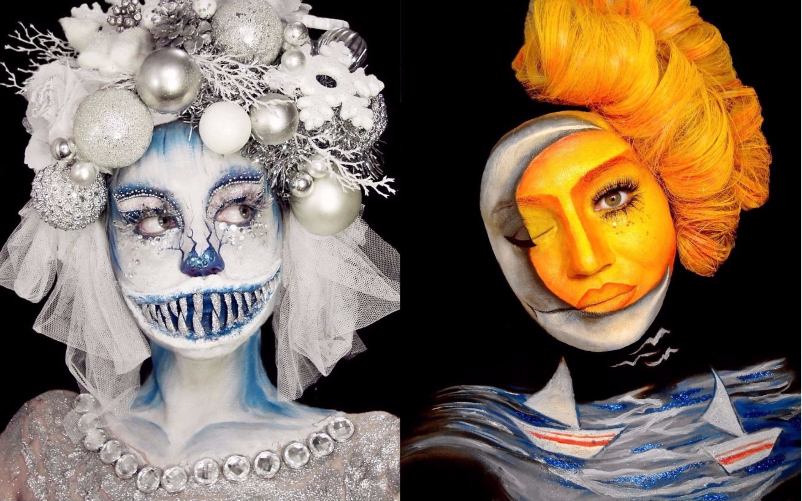 Když makeup není jen pomocníkem krásy. Obličej mladé ženy jako živé umění