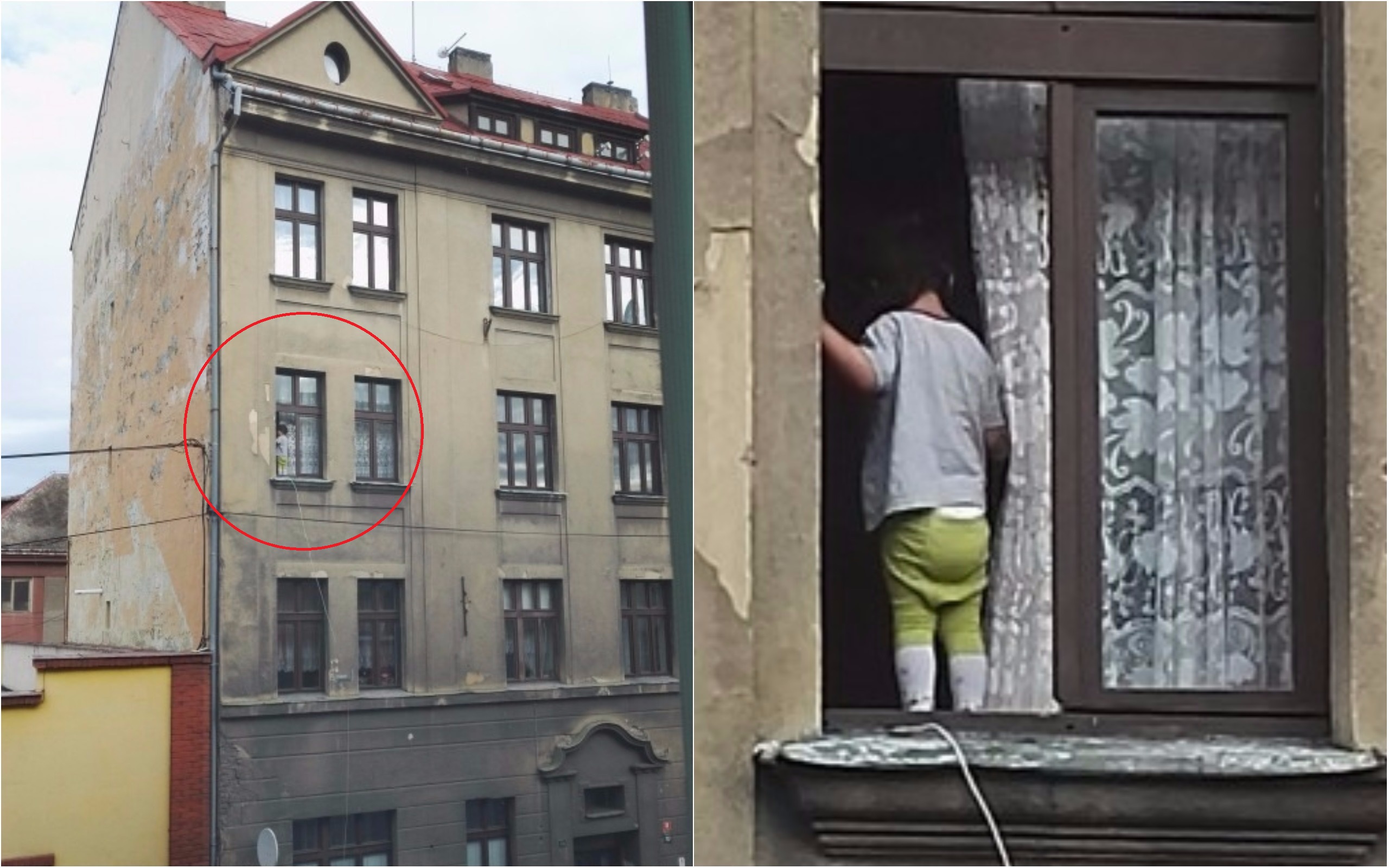 Minuty hrůzy. Strážníci v&nbsp;Děčíně zachránili dítě (2) stojící v&nbsp;okně, matka spala v&nbsp;bytě