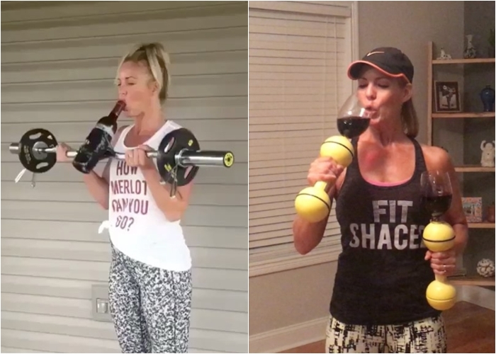 Cvičení, nebo sklenička vína? Proč nemít obojí! Žena přišla s&nbsp;vtipnými cviky pro&nbsp;vinaře. VIDEO