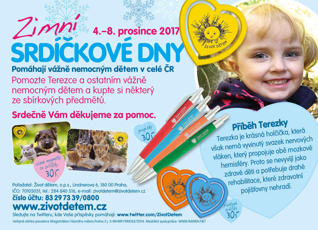 Prosincové Srdíčkové dny pomůžou malé Terezce