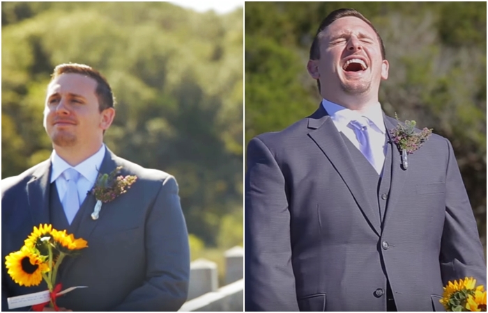 Tohle asi ženich nečekal! Když uviděl obleček nevěsty, vybuchl smíchy. VIDEO